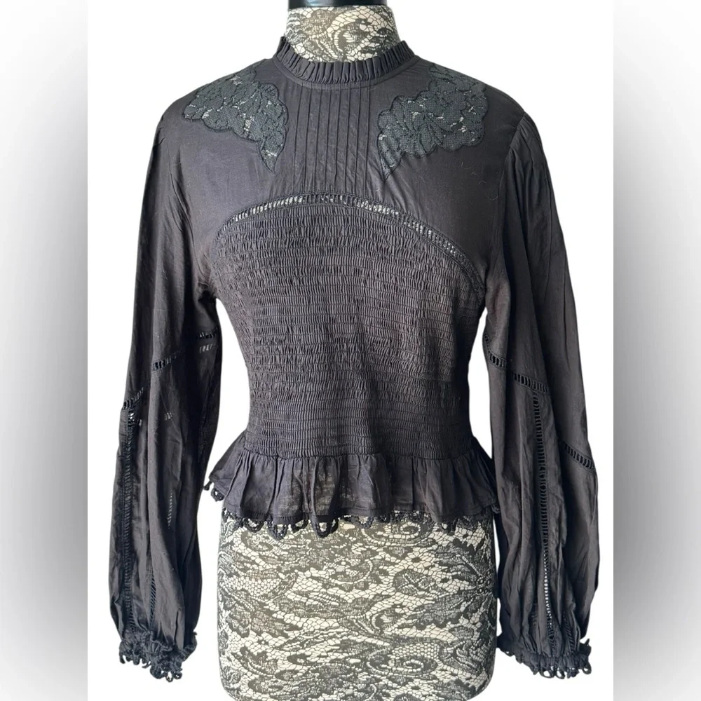 Anthropologie x Farm Rio Smocked Eyelet Blouse - Picture 4 of 9